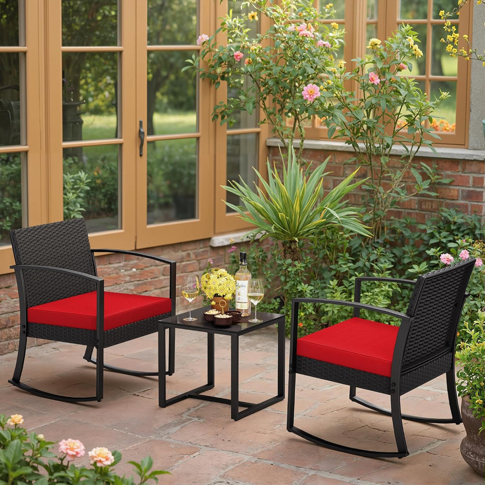 Greesum 3 Piece Patio Furniture Set, All-Weather Imitation Rattan Conversatio...