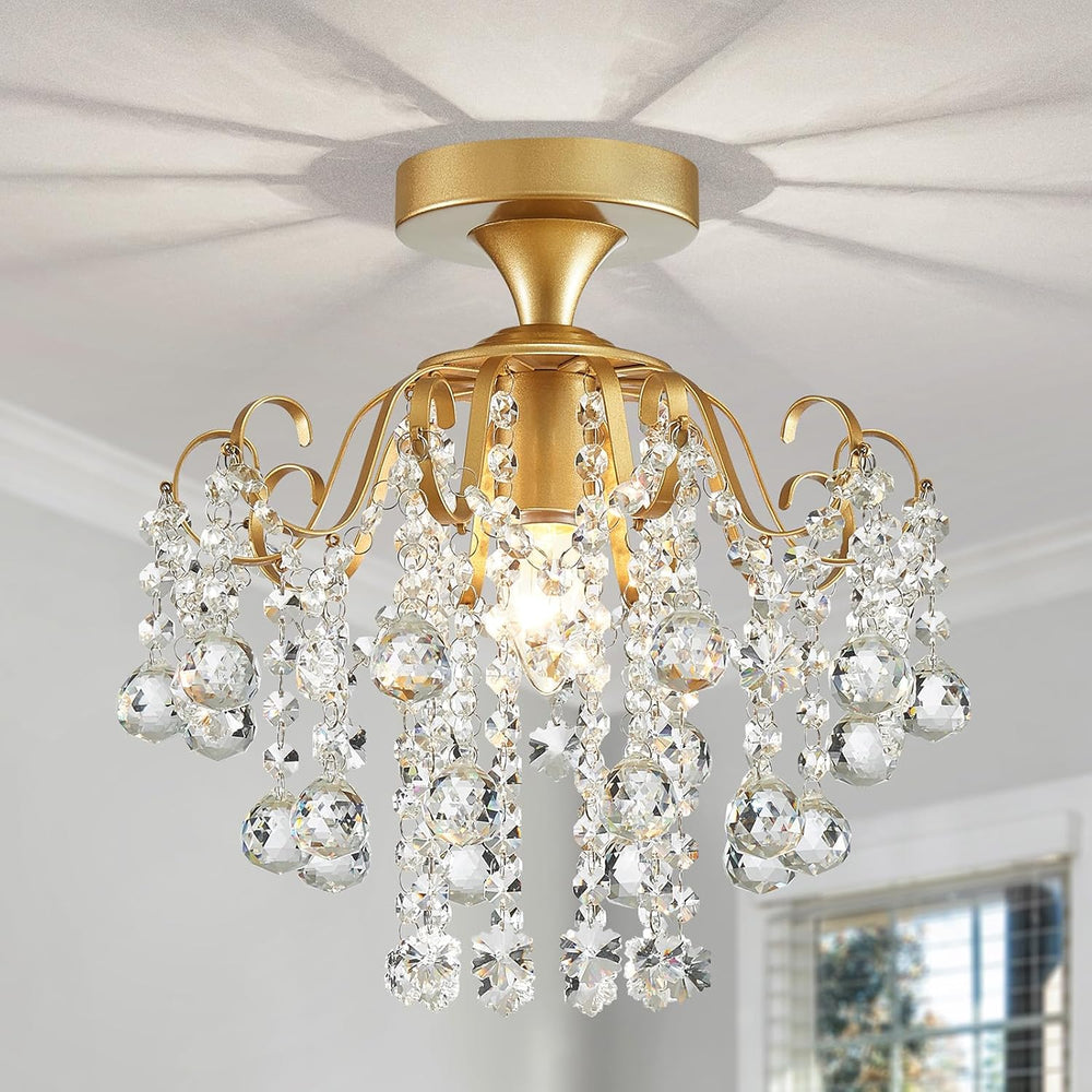 WUZUPS Crystal Chandelier Flushmount Ceiling Light Modern Lighting Fixture fo...