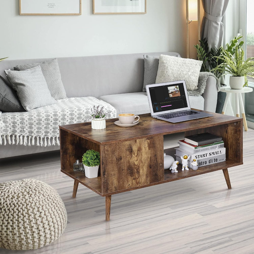 ZenStyle Mid Century Modern Coffee Table, Wooden Retro Coffee Table with Open...