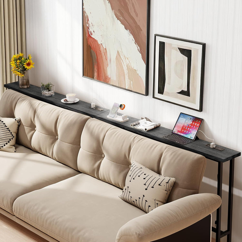 GRLEAF 90" Sofa Table with Built-in Power Strip (4 AC Outlets & 4 US...