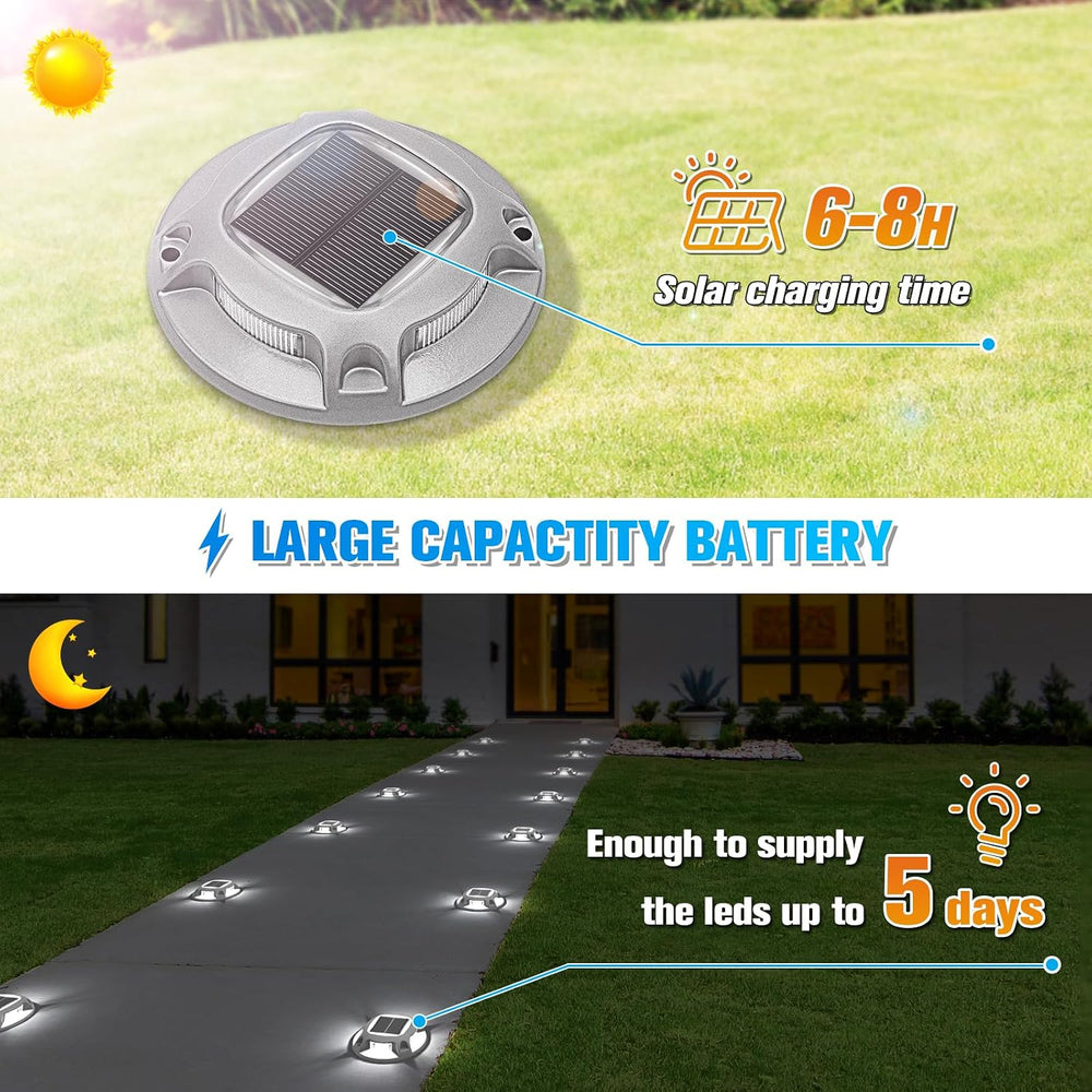 VOLISUN Solar Driveway Lights Dock Deck Lights 12 Pack,2 Colors in 1 Led IP67...