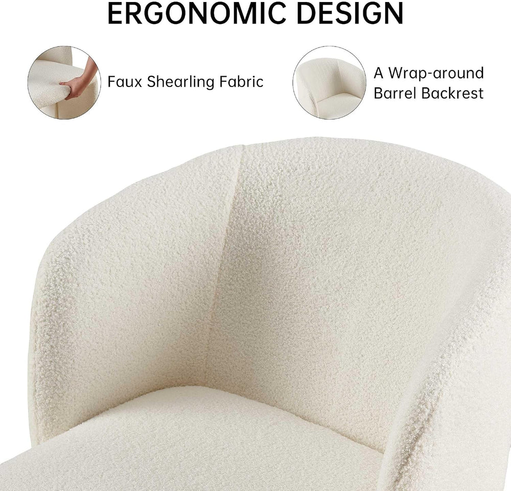NORDICANA Barrel Dining Room Chairs with Arms, Set of 4, Off-White