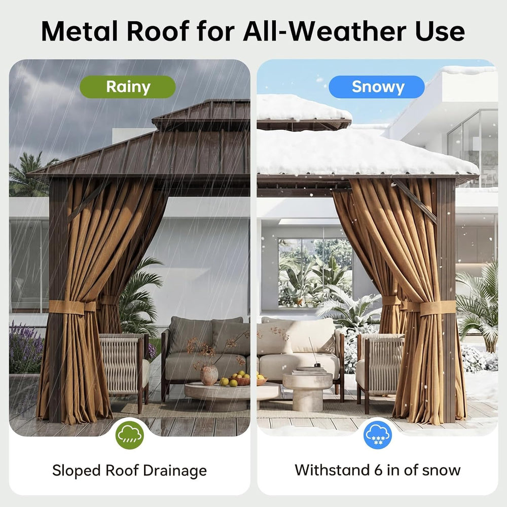 10x12FT Hardtop Gazebo Brown