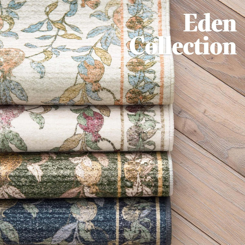 jinchan 2x6 Runner Rug Floral Vintage Washable Area Rug, Green