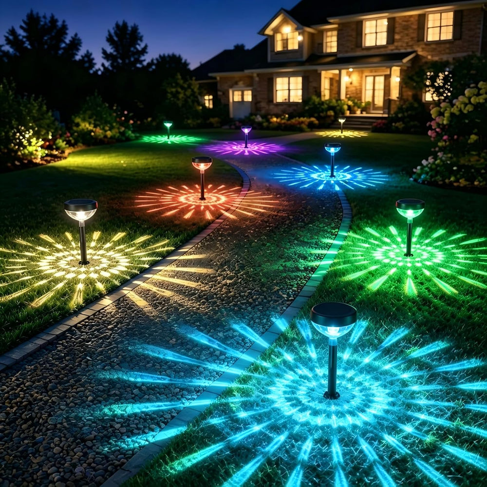 JNOEC 12Pack Solar Pathway Lights Outdoor, Color Changing+8 Fixed Color (Warm...