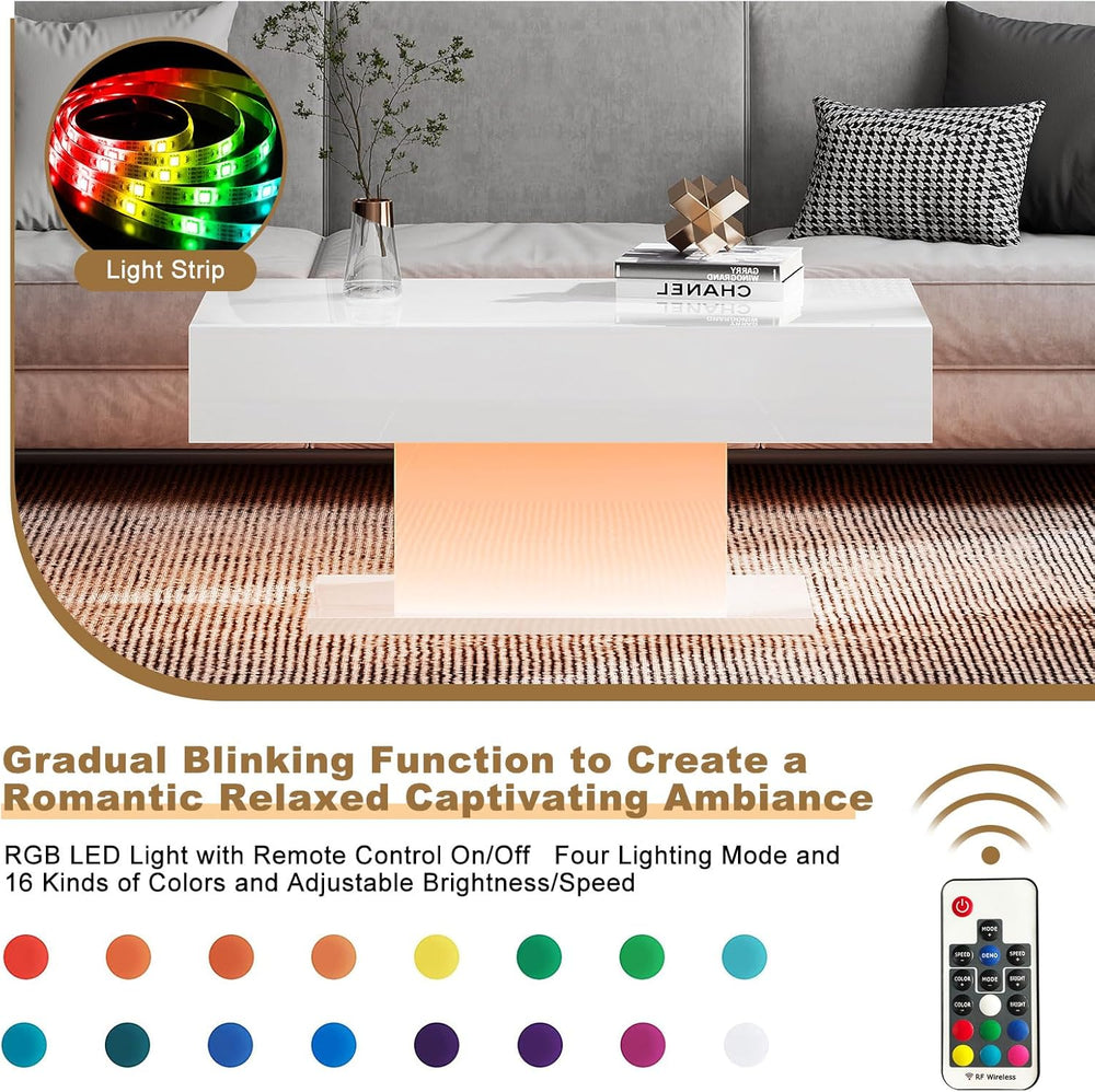 HedoAjim Led Coffee Table for Living Room, Living Room Table Rectangular Cent...