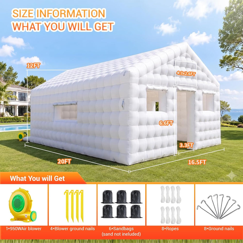 CZGBRO Inflatable Nightclub 20x16.5x12 FT, Large Party Tent with 2 Doors &amp...