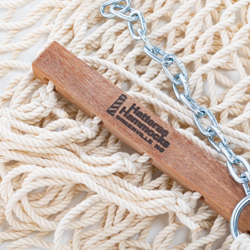 Hatteras Hammocks Deluxe Oatmeal Duracord Rope Hammock with Free Extension Ch...
