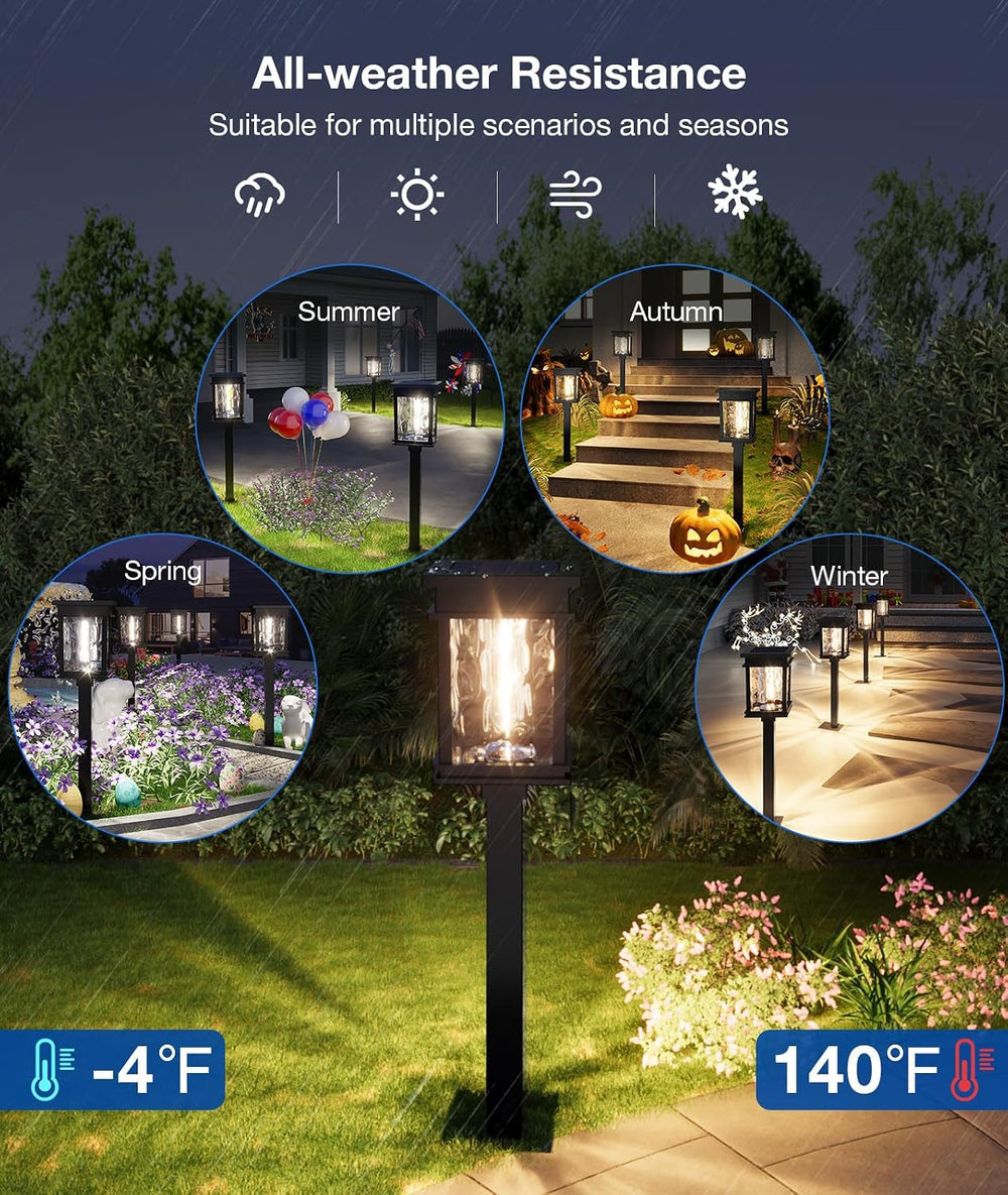XMCOSY+ Solar Pathway Lights, 4 Pack 2-in-1 Landscape Lighting for Garden
