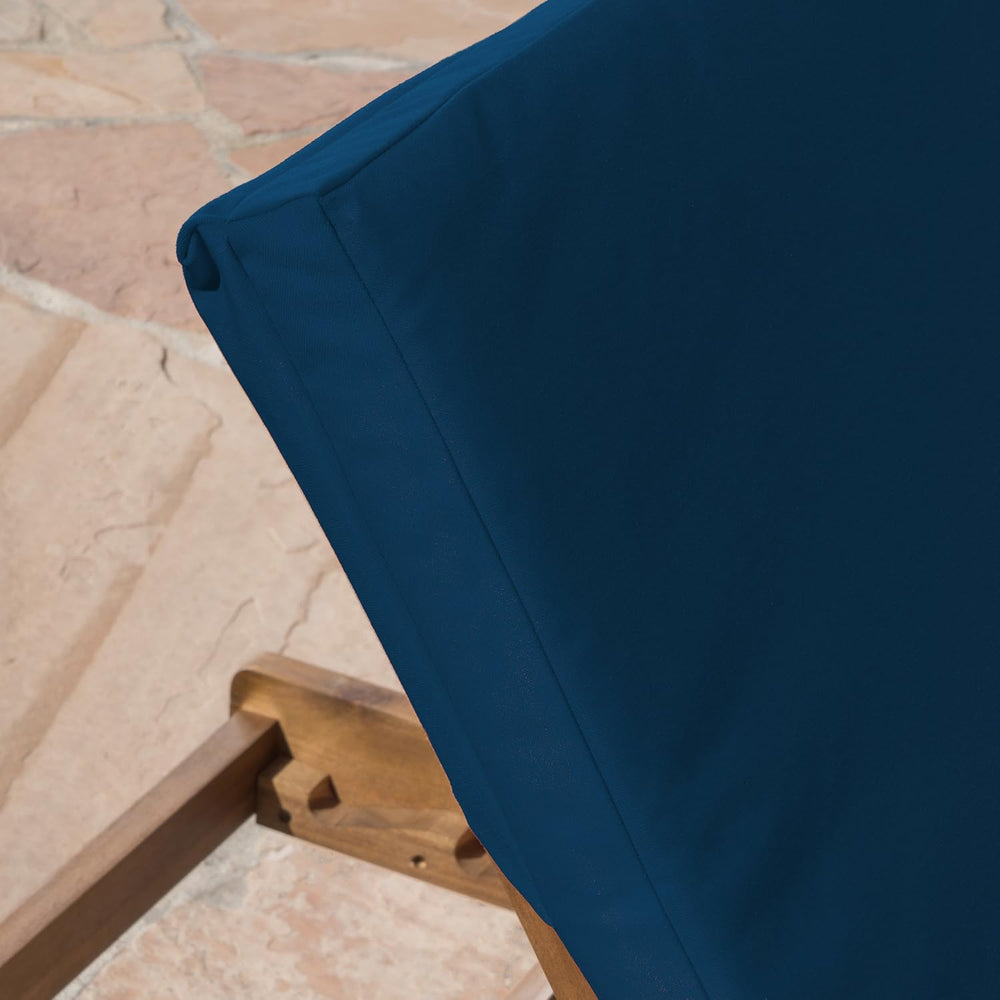 Great Deal Furniture Daisy Outdoor Teak Finish Chaise Lounge with Blue Water ...