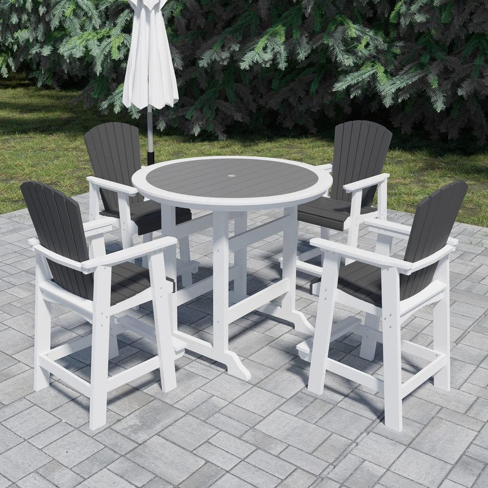 WILLIAMSPACE Patio Bar Table Set of 5, Height Outdoor Round Bar Table with 1....