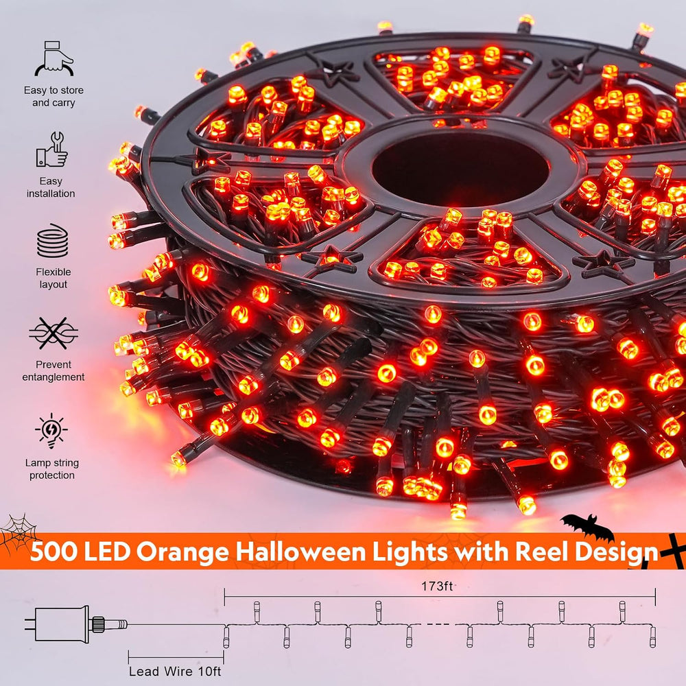 JMEXSUSS 500 LED Halloween Lights Outdoor, Orange String Lights Plug in