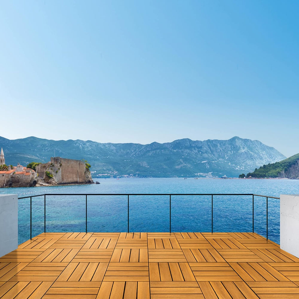 10PCS Interlocking Deck Tiles 12"x12"x0.94'' Acacia Patio D...
