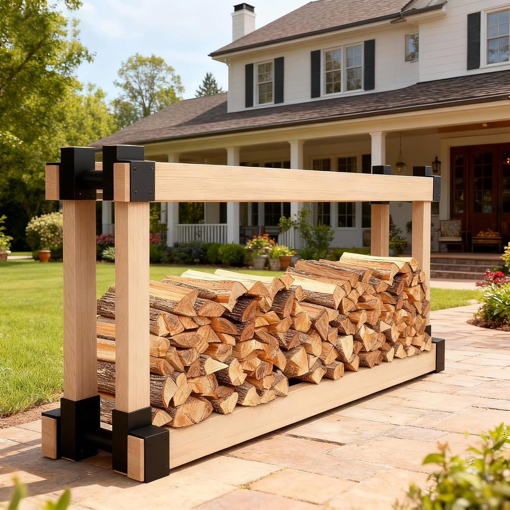 AMAGABELI GARDEN & HOME Set of 2pack Firewood Rack Brackets Outdoor Heavy...