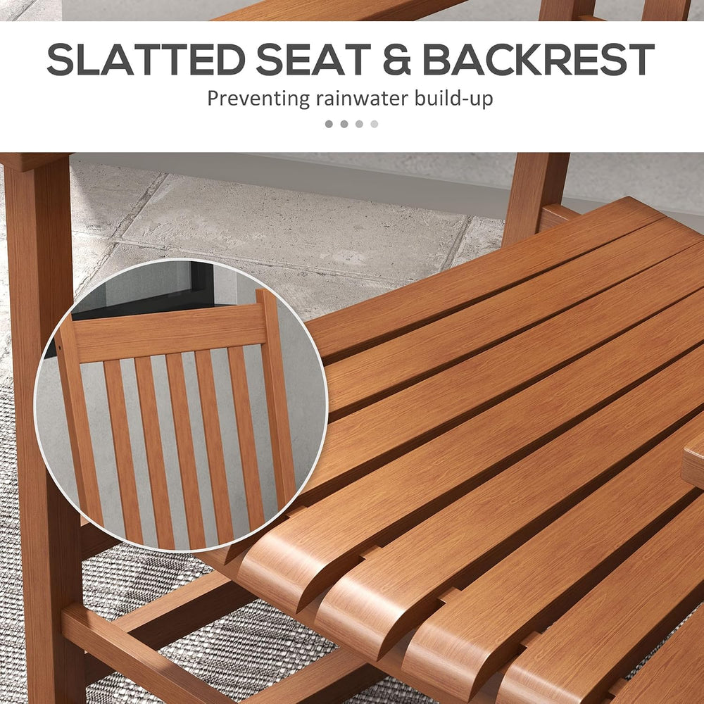 Outsunny Outdoor Rocking Chair Set of 2 High Density Wooden Rocker Teak