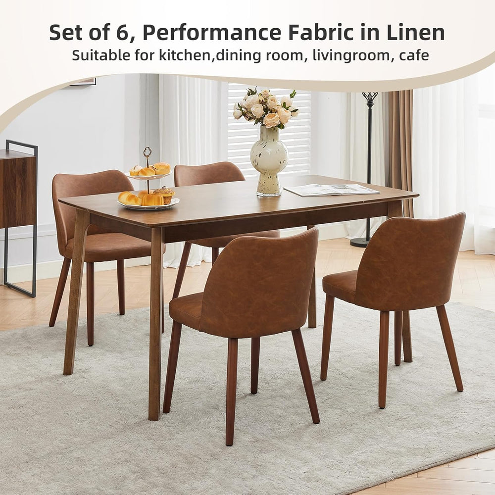 Mid Century Modern Dining Chairs Set of 2,PU Fabric Upholstered Accent with W...