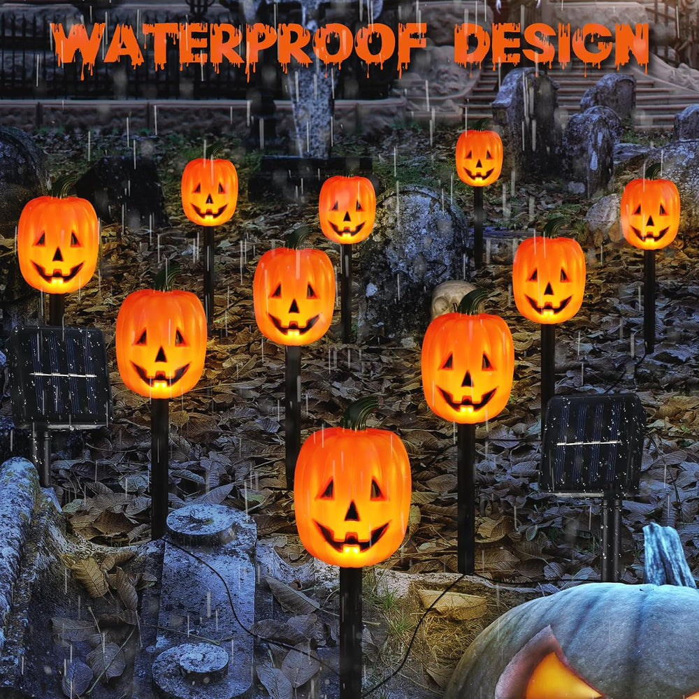 Retisee Halloween Pumpkin Pathway Markers Lights Solar Powered Pathway String...