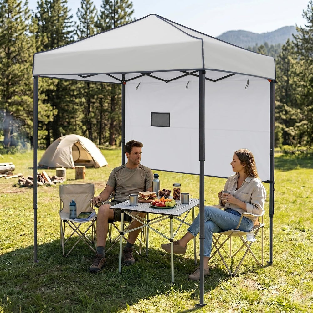 EAGLE PEAK 6x4 Instant Pop Up Canopy Tent with 1 Half Wall, Gray