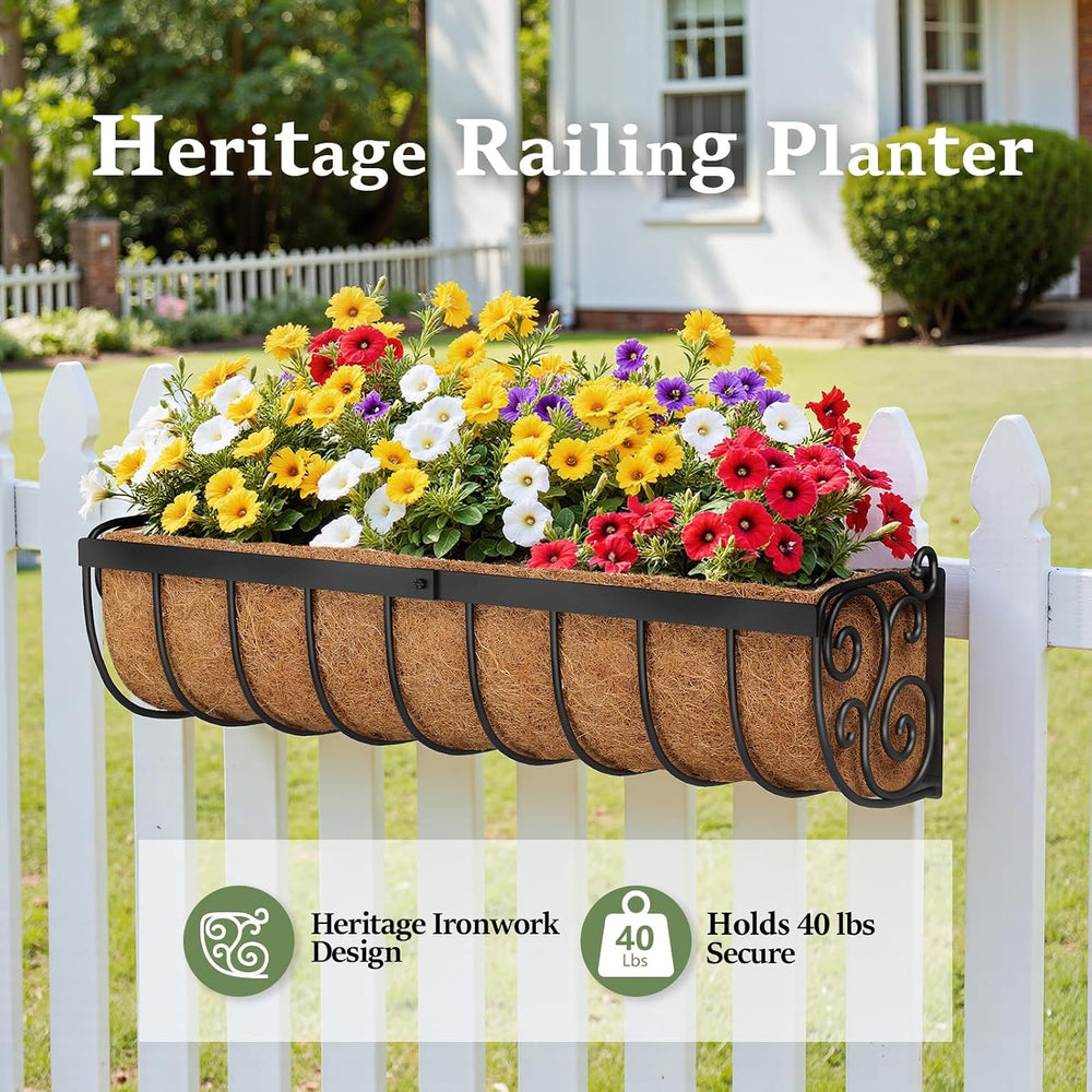 VOXOR Railing Planter Boxes, 24 Inch Window Boxes Planters, Balcony Planters ...