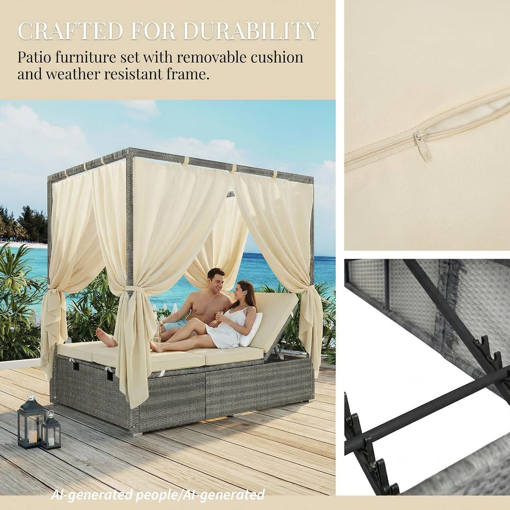 Harper & Bright Designs Adjustable Outdoor Sun Lounger with Canopy,Multi-...