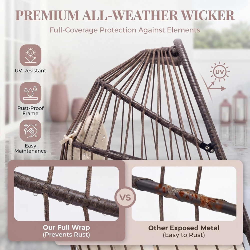 BULEXYARD Egg Swing Chair with Stand, Outdoor Hanging Egg Chair with Stand