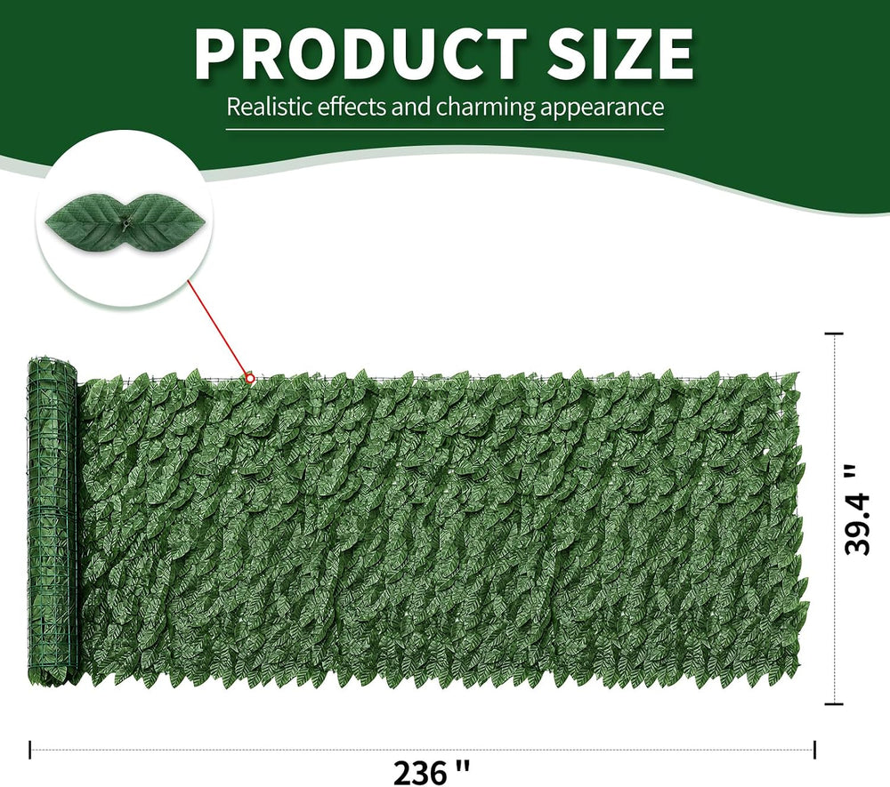 Artificial Ivy Privacy Fence Screen,39.4" X 236" UV-Anti Fake Leave...