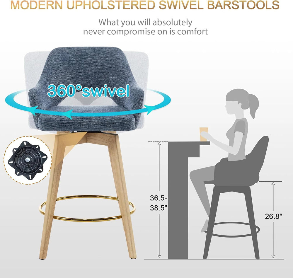 Zesthouse Swivel Counter Stools Set of 4, Wooden Counter Height Bar Stools