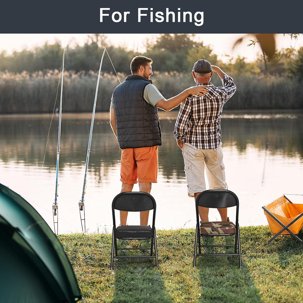 Mini Padded Folding Chair - Black 2 Pack Camping Stool