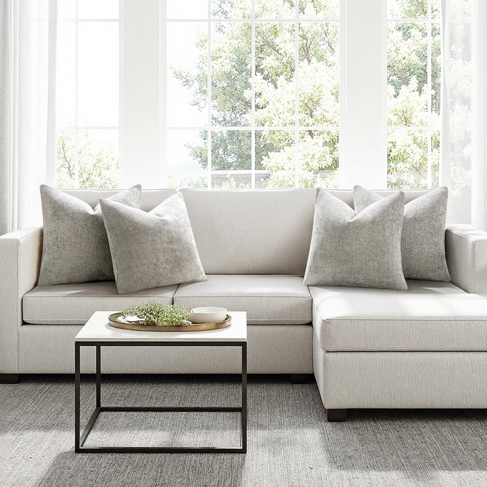 MIULEE Soft Decorative Chenille Pillow Covers Light Gray 18x18 Pack of 4