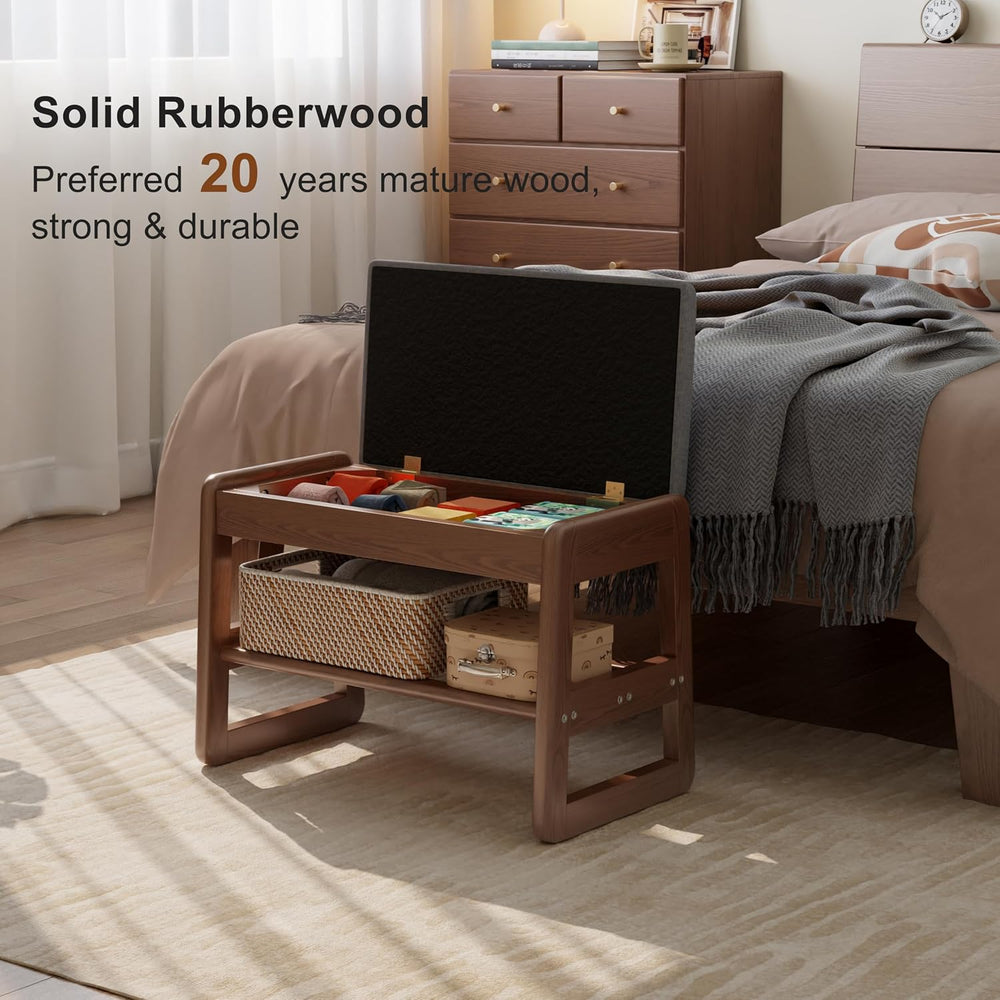 AQIMUELE Shoe Rack Bench, Wooden 2 Tiers with Flip-Top Storage