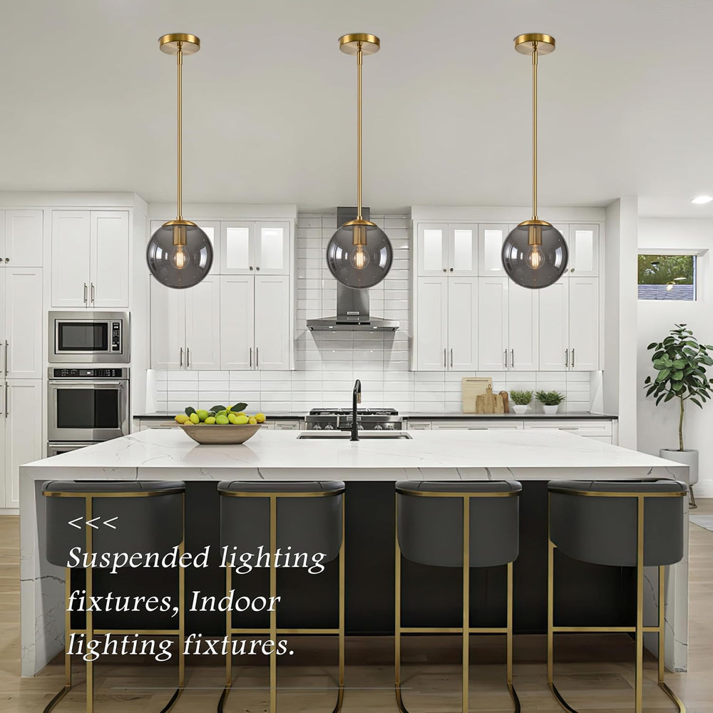 Bagood 8 Inch Globe Pendant Light Gold Globe Pendant Lights Kitchen Island Mi...