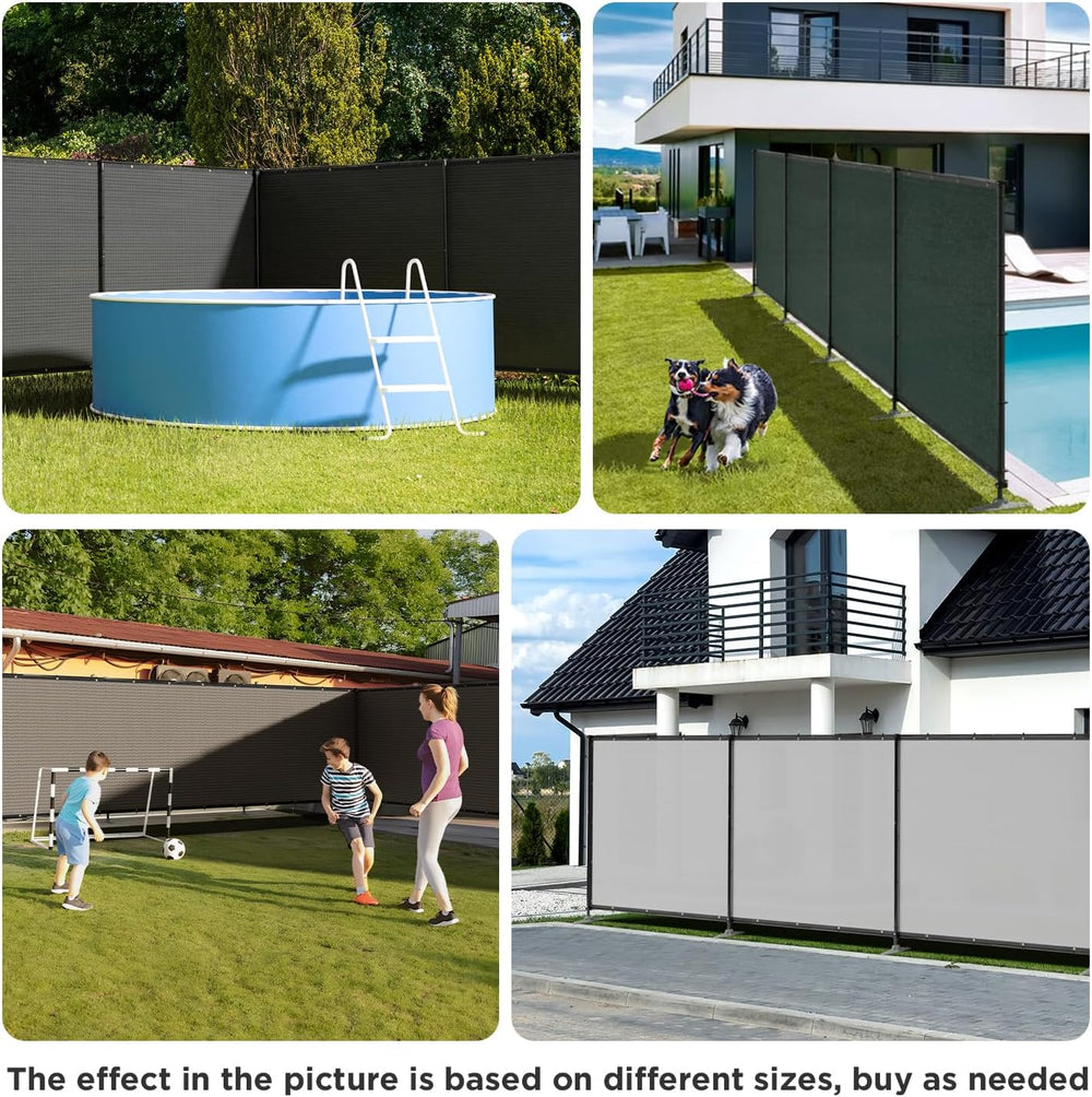 6' x 24' Gray Outdoor Privacy Screen Freestanding 240 GSM Privacy Fen...
