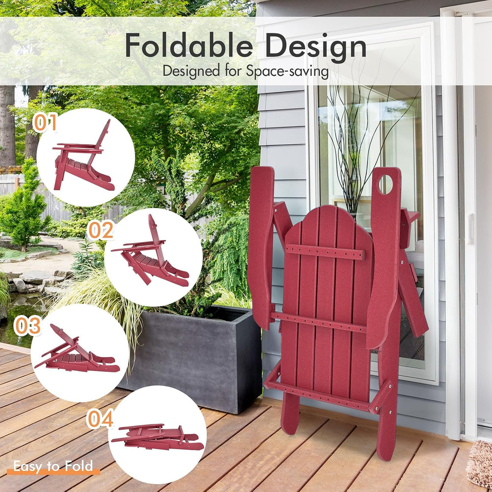 Giantex Adirondack Chair, Outdoor Folding Chairs, HDPE Weather Resistant Pati...
