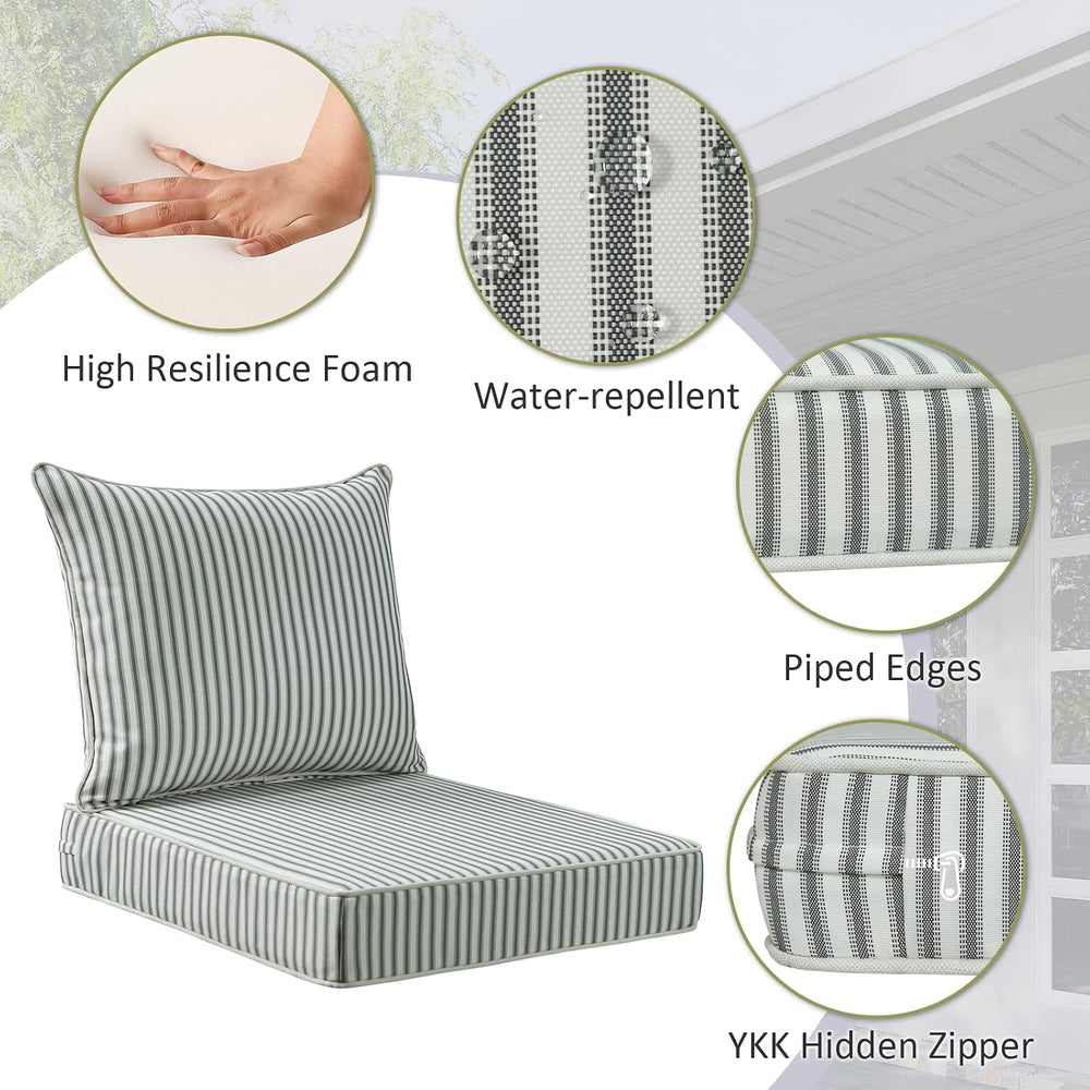 Unimatta Outdoor Patio Chair Cushions Set, 24" x 24", Set of 2, Wat...