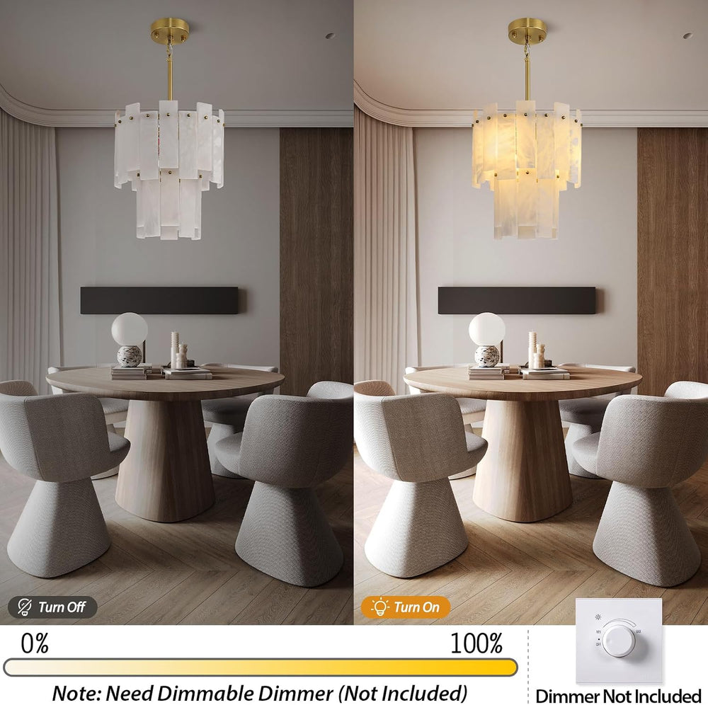 Alabaster Round Chandelier, 2-Tier Spanish Alabaster Chandeliers, Warm White,...