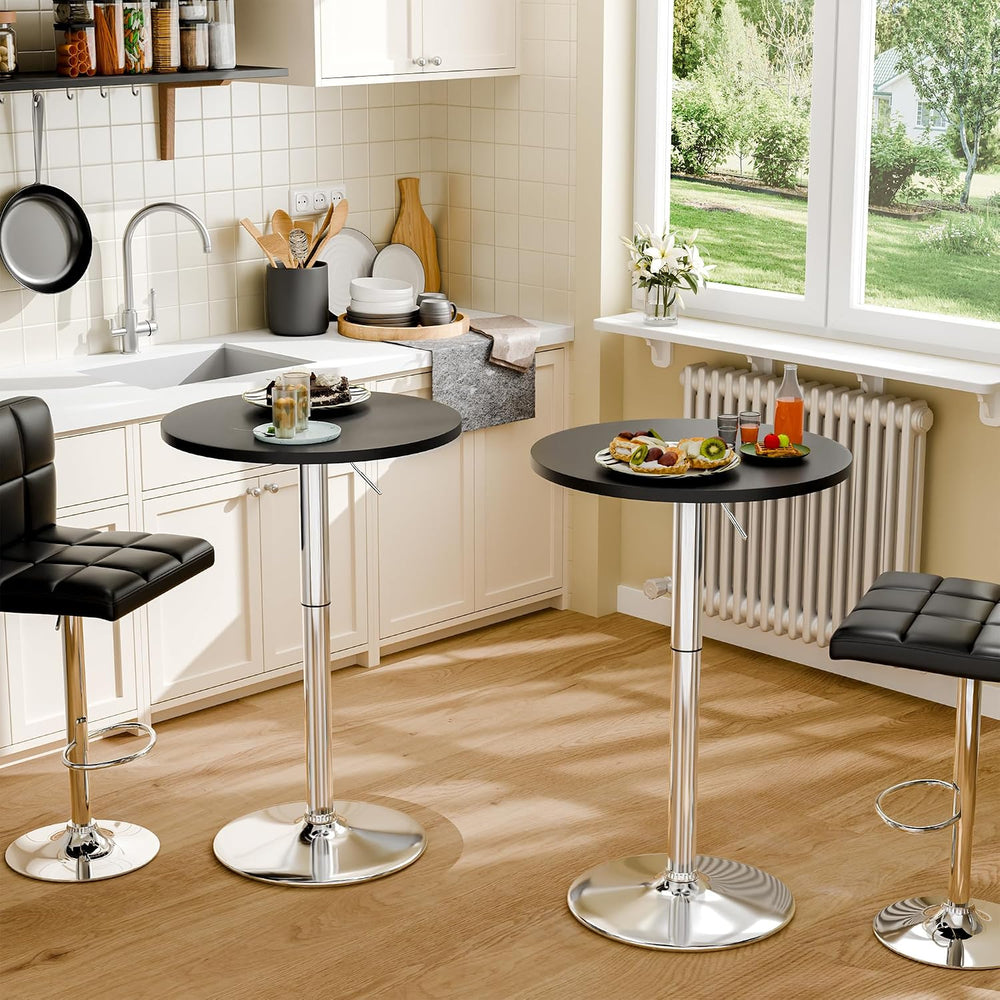 Furmax Bistro Pub Table Height Adjustable Round Bar Table 27.4-36 Inches, 360...