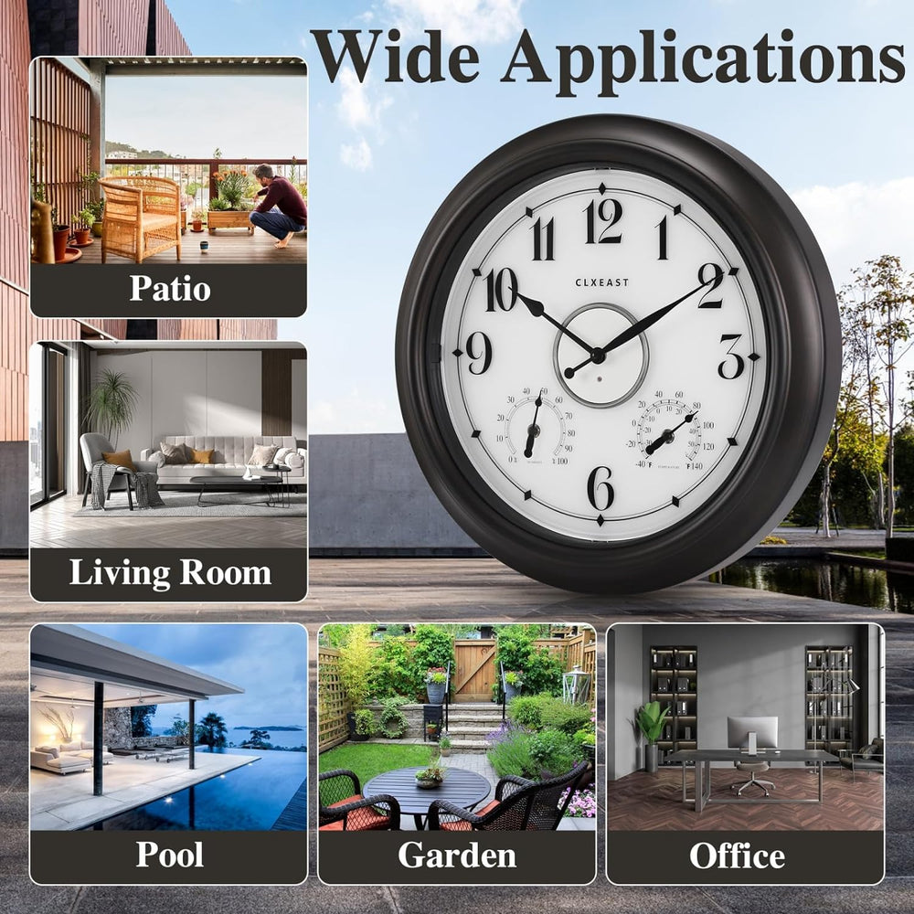 CLXEAST 18 Inch Large Illuminated Outdoor Clocks Waterproof