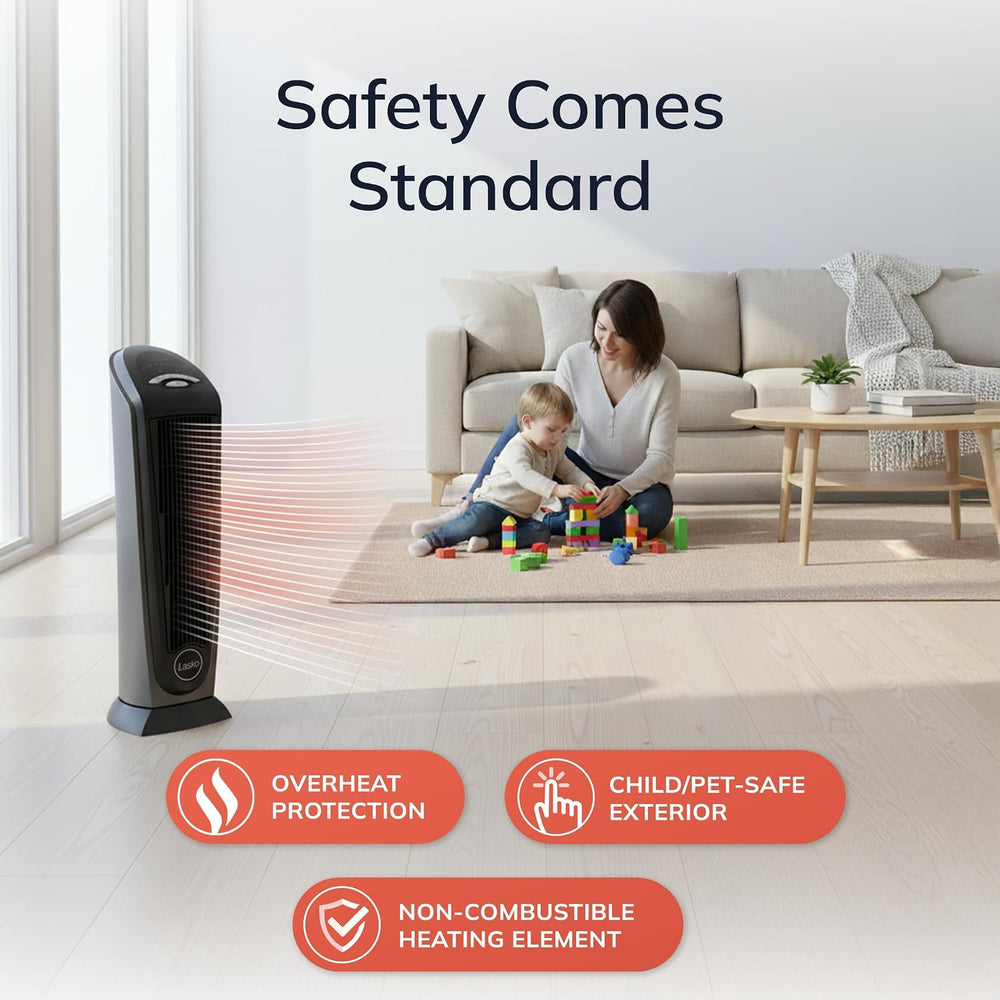 Lasko 1500W Ceramic Tower Space Heater with Remote, Thermostat, Timer & W...