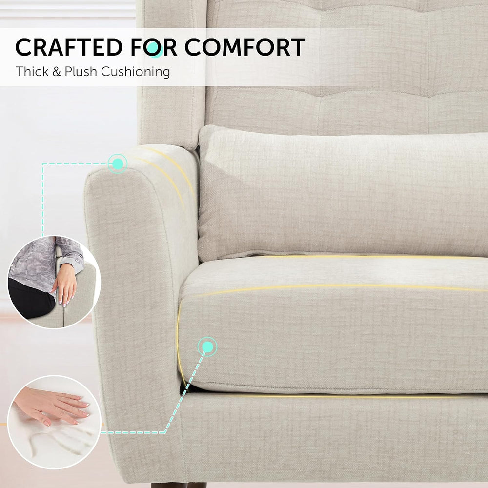 Dolonm Accent Chair for Living Room, Mid-Century Arm Chair with Pillow Backre...