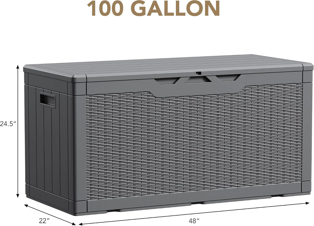 Devoko 100 Gallon Waterproof Resin Deck Box, Large Outdoor Storage Box