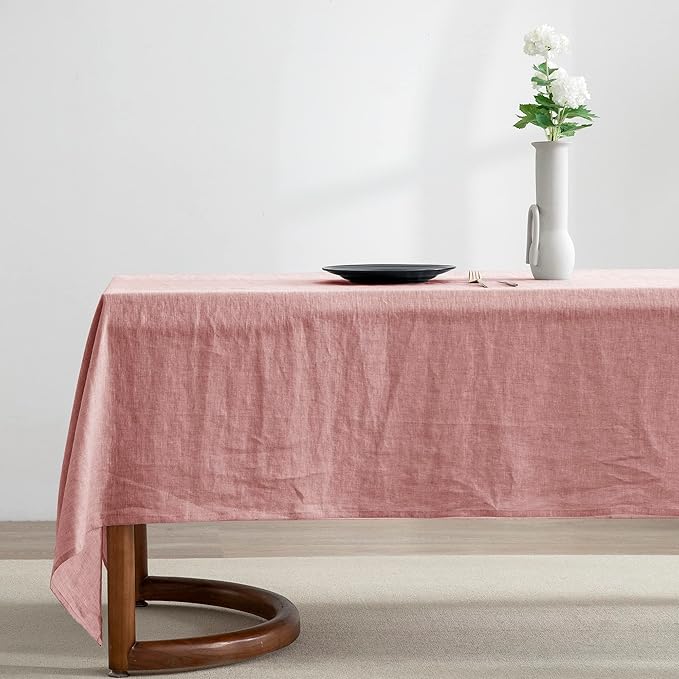EVERLY 100% Pure Linen Rectangle Tablecloths 60x84Inches for Dining,Buffet Pa...