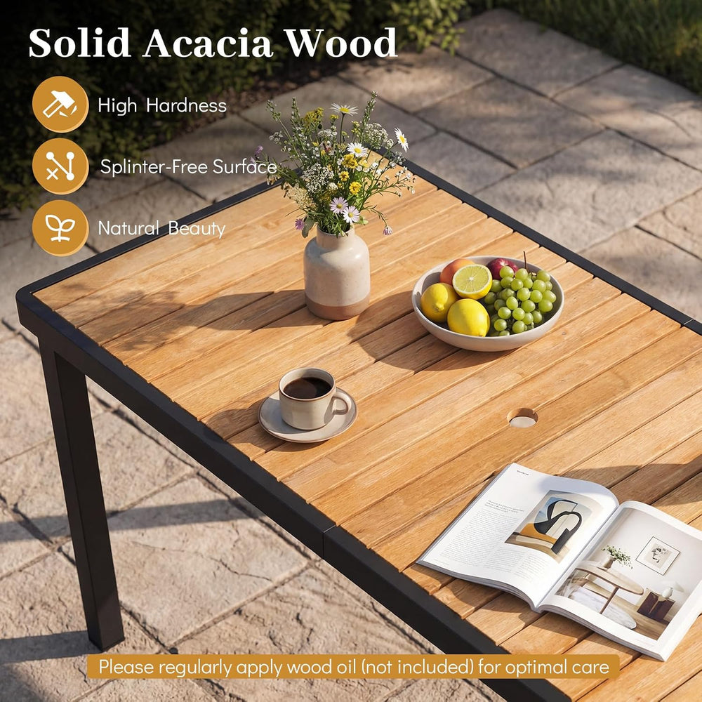 Tangkula 58" Rectangular Wood Patio Dining Table for 6