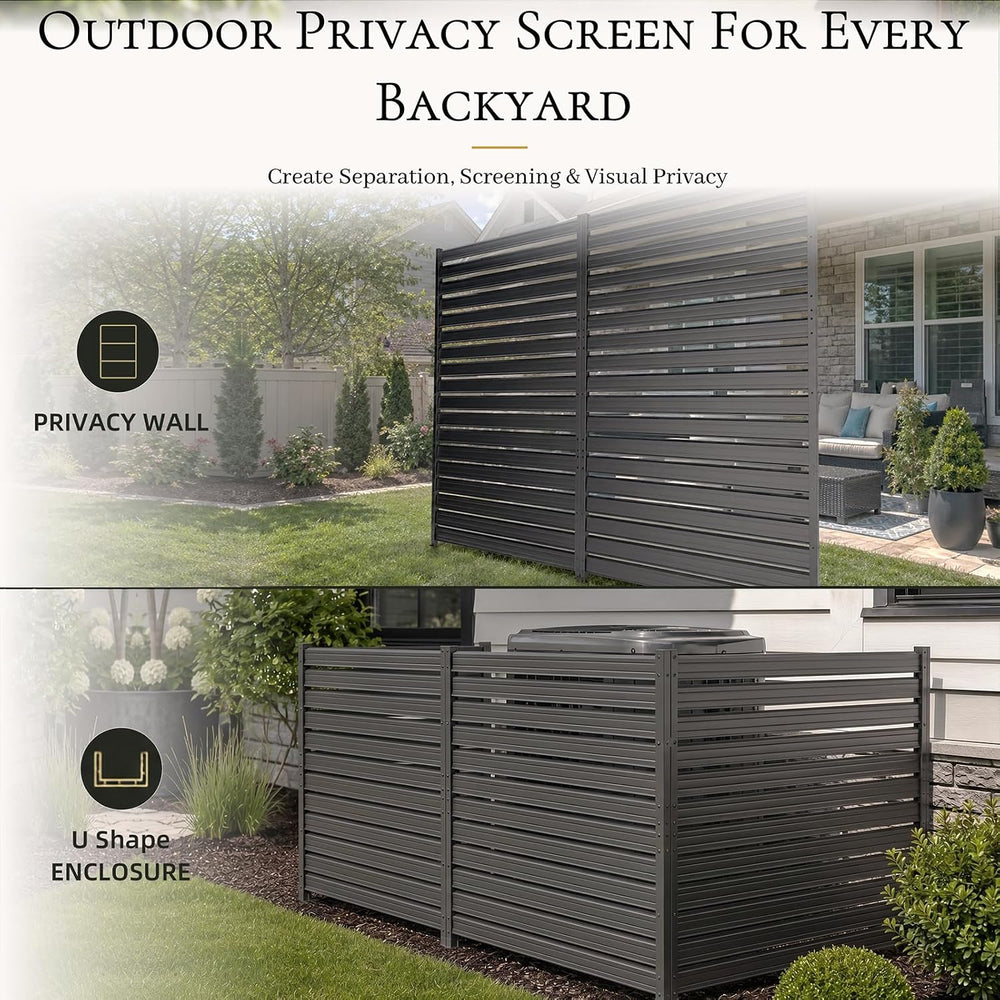 2 Panel Air Conditioner Fence, 42" H x 6.33 FT W Metal AC Unit Fence wit...