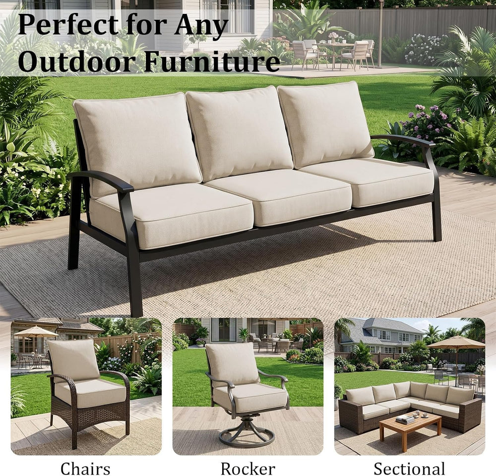 6" Thick Outdoor Chair Cushions, 24 x24 Inch Patio Furniture Cushions Se...