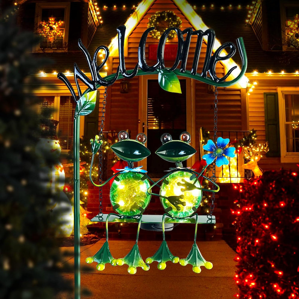 HONGLAND Solar Lights Outdoor Waterproof, Frog Swing Garden Decor, Frog Decor...
