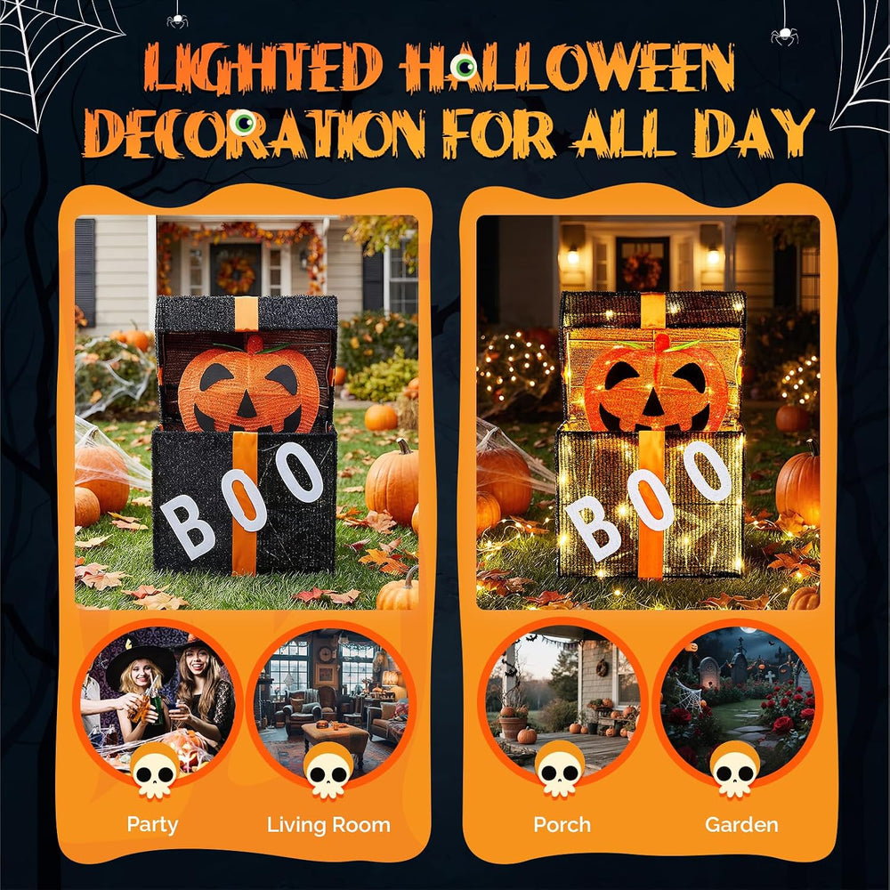 VINGLI Cute Halloween Decorations Outdoor, Animated Pumpkin Decorations Gift ...