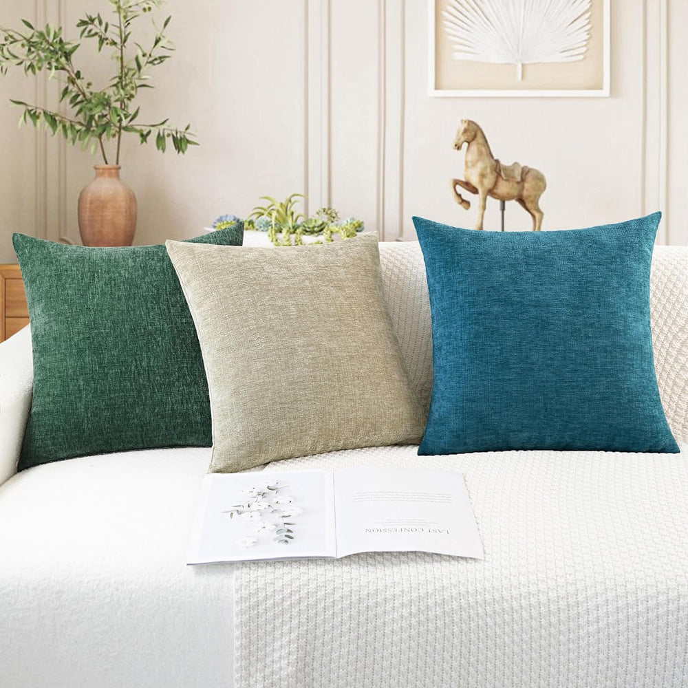 CaliTime Decorative Couch Throw Pillow Covers 18 X 18 Inches Dark Green