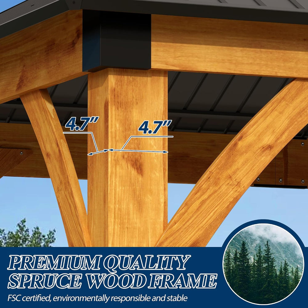 COVERONICS 11FT x 13FT Outdoor Spruce Wood Gazebo