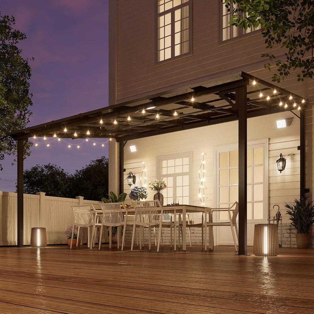 MEISSALIVVE 10' x 14' Pergola with Sloped Roof, Lean to Metal Gazebo ...