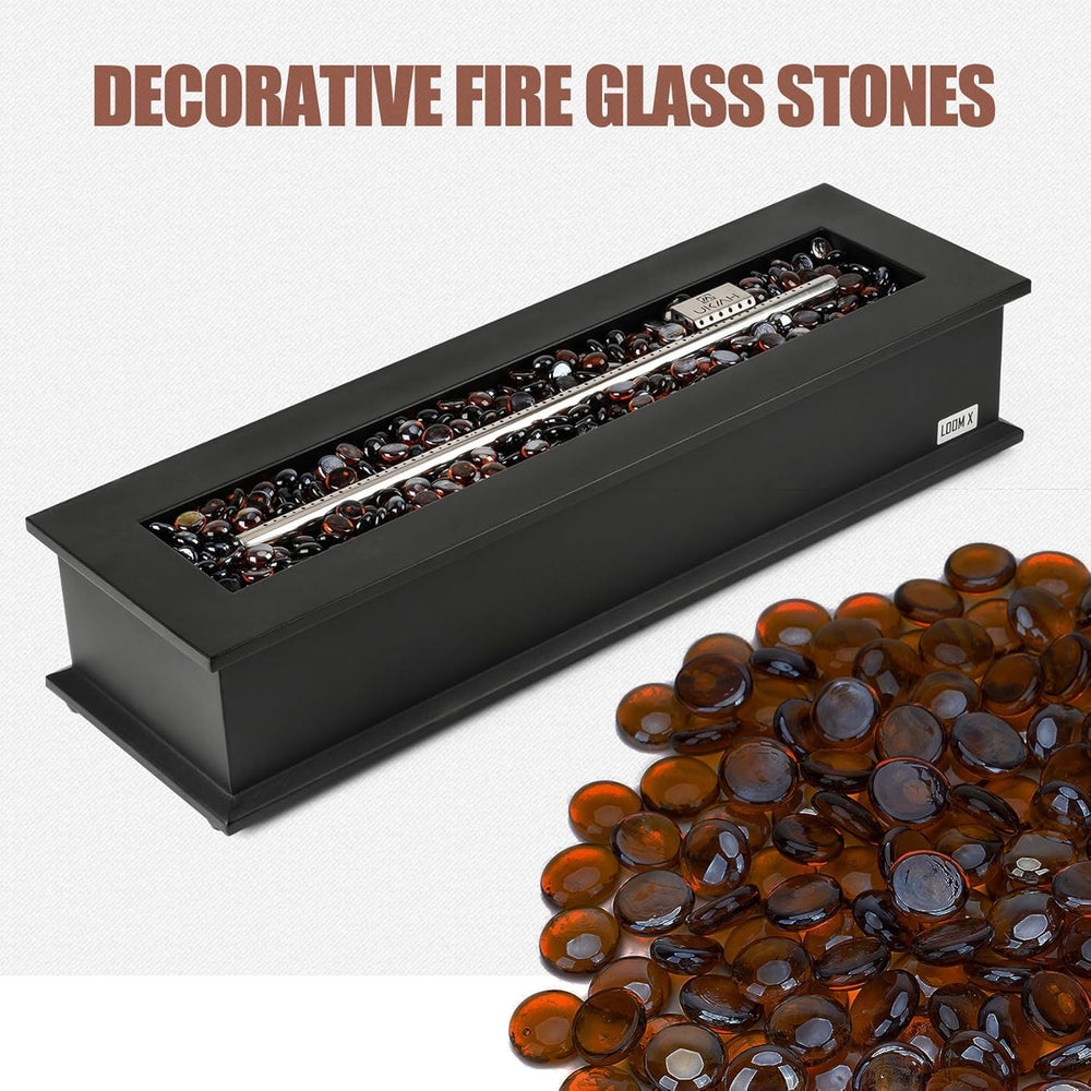 28" Propane Gas Fire Pit with 10FT Hose, 2 Covers & Glass Beads, FP063